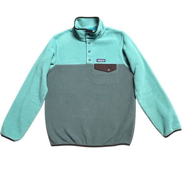Patagonia Womens Sz S Synchilla Snap-T Fleece Pullover Green Gray Brown STY25455 - Picture 1 of 10
